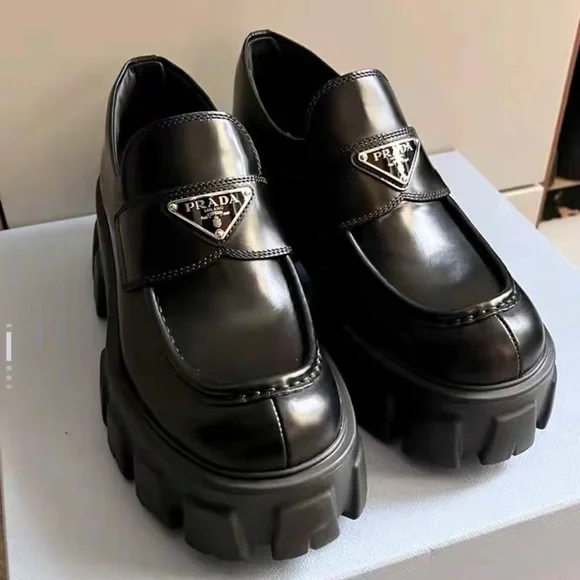 Prada Black Chunky Loafers - Picture 2 of 4